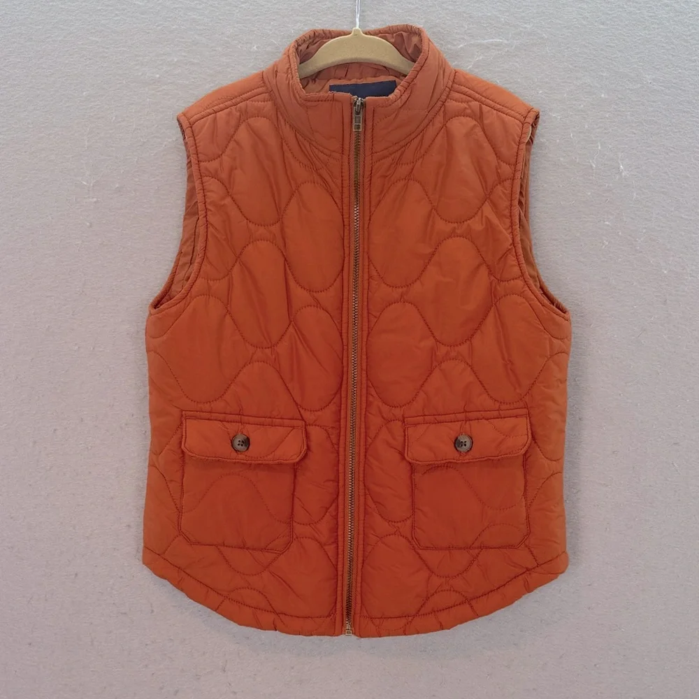 Janie and Jack little boy’s The Metropolitan quilted vest full zip copper puffer